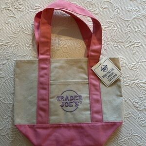 Pink and Cream Canvas Tote Bag by Trader Joe’s- Collectable